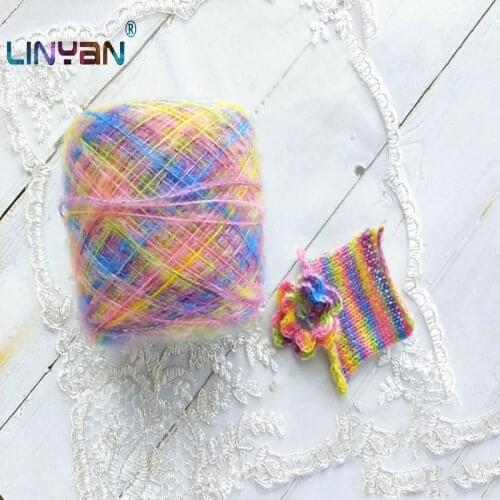 3 pieces*100g rainbow angora yarn for knitting Dreamcatcher line Mohair dyed thread crochet yarn arm knitting zl35