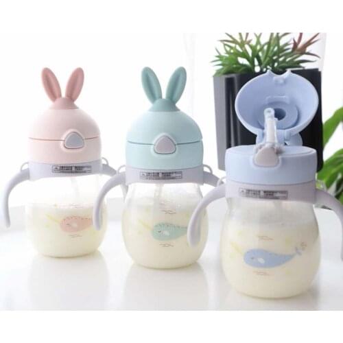 320ml Kids Water Bottle With Straw Rope Portable Tritan Bottles for Children BPA Free Plastic Sports Direct Drinking Drinkware