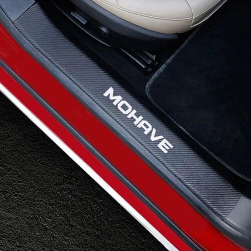 4Pcs Carbon Fiber Pu leather Car Accessories For Kia Mohave Car Door Sills