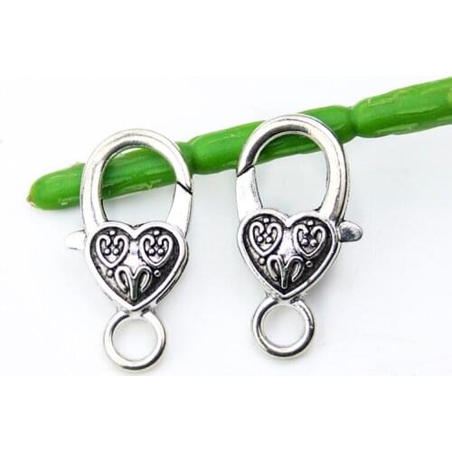 5pcs/lot 26x15MM Retro Lobster Clasp Hooks Heart Keychain Clasps Bracelet Chain Accessory for Jewelry Making Components DIY