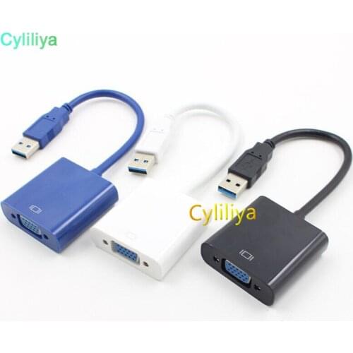 50pcs USB 3.0 to VGA 1920x1080p Multi-Display Video Graphic Card External USB3.0 Cable Adapter for Win 7/8