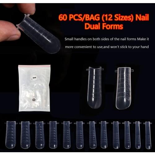 60/120pcs Square Dual Nail Form French False Tips Poly Nails Extension Gel System UV Acrylic DIY Nail Decoration Art Mold
