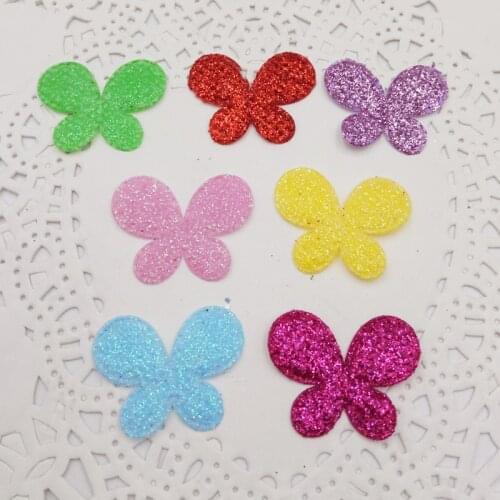 Sew on Glitter felt patches for clothes 1.8cm*2.8cm butterfly shape 60pcs scrapbooking accessories