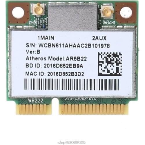 AR9462 AR5B22 WB222 Half Mini PCIe 300Mbps Bluetooth4.0 WLAN Wifi Wireless Card Adapter for PC Computer Laptop Ap10 21 Dropship