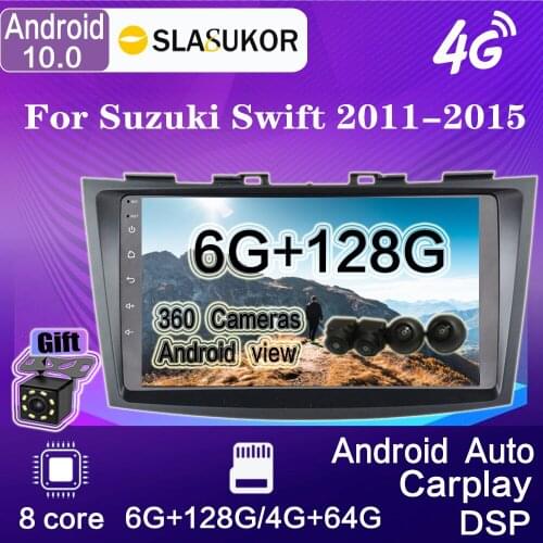 9" Android 10 4G LTE 6G+128G 2 din Car player For Suzuki Swift 2011-2015 Car Radio Multimedia Player GPS BT Navigation No DVD