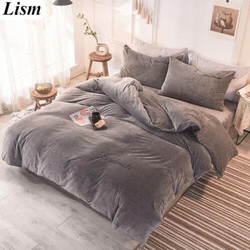 Velvet Duvet Cover for Bedroom Thicken Solid Color Simplicity Quilt Cover Bedding Set Duvet Cover Twin Queen King