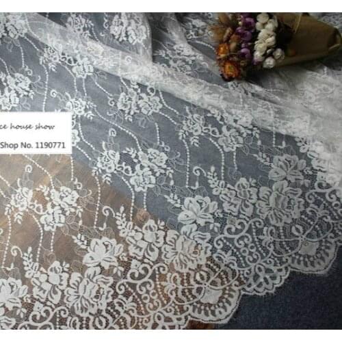 Free shipping 3M/lot Eyelashes lace trim flower black white lace fabric handmade diy clothes accessories 150cm