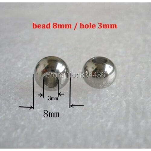 Free Shipping 8mm beads bore hole 3mm 316L stainless steel ball beads bracelets necklaces accessories jewelry DIY parts 200pcs