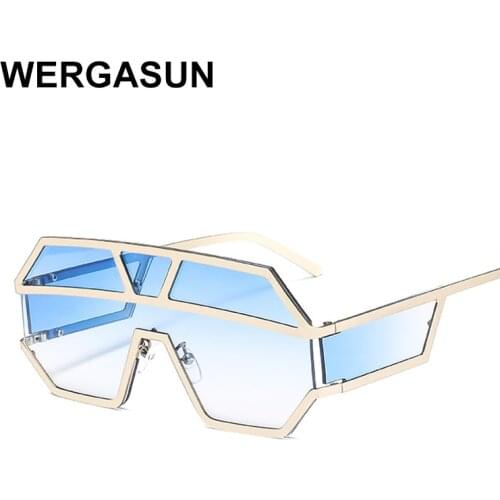 WERGASUN Oversized Sunglasses Women polygon Sunglasses Men Vintage brand Luxury Retro Square Mens Sunglass uv400