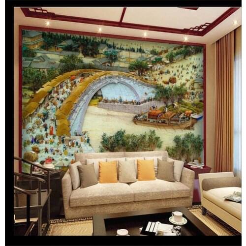 Beibehang Large Custom Wallpaper Mural Qingming River View TV Wall self adhesive wallpaper fototapeten 3d natur wall sticker