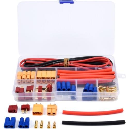 Deans T Plug EC3 XT60 Male / Female Connector 14AWG Silicone Wire Heat Shrink Tubes for RC FPV Drone Car Lipo Battery