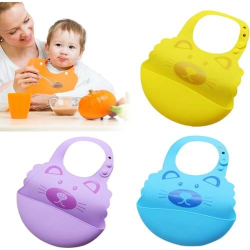 Baby bibs Infant silicone cartoon bibs buckle adjustable bibs rice pocket Waterproof Newborn Feeding Apron Bib Smock Baby Stuff