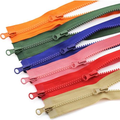 DIY 5# Long Resin Zipper Auto Lock Down Jacket Open-End Zippers for Clothes Sleeping Bag Coat Sewing Two-Way Zipper Heads