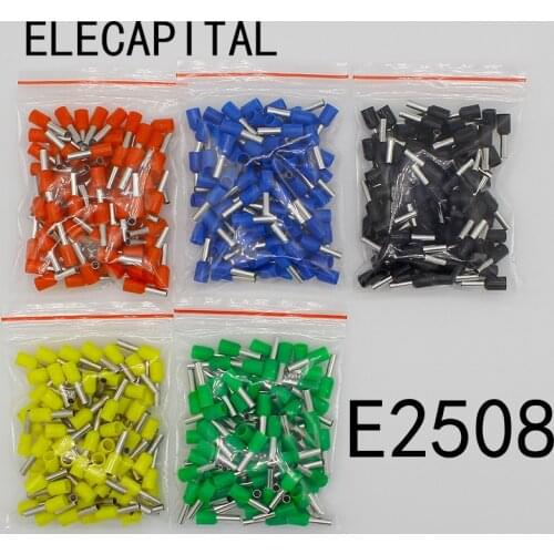 E2508 Tube insulating terminals 2.5MM2 100PCS/Pack Insulated Cable Wire Connector Insulating Crimp Terminal Connector E