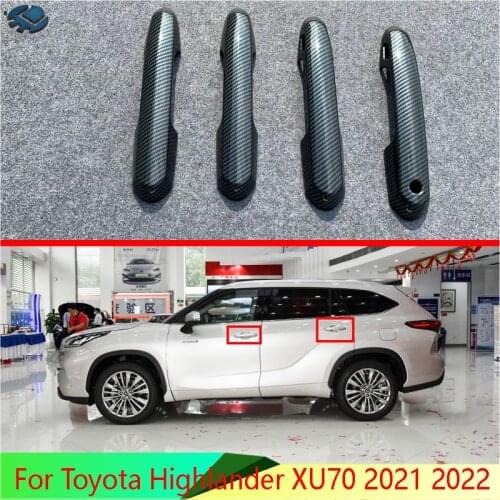 For Toyota Highlander XU70 2021 2022 ABS Chrome Door Handle Cover With Smart Key Hole Catch Cap Trim Molding