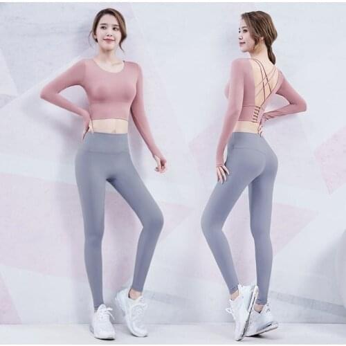 Two Piece Set Women Yoga Yoga Womens Fashion High Red Autumn Long Sleeve Sports Running Conjuntos De Mujer Ensemble Femme