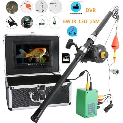GAMWATER Underwater Fishing Video Camera Kit 6W IR LED Lights with 7" Inch HD Color DVR Recorder Monitor Sea wheel 15m 30m