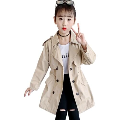 Girls Jacket double breasted Windbreaker Coat Spring Autumn Childrens Coats Outerwear Casual Style Girls Clothes