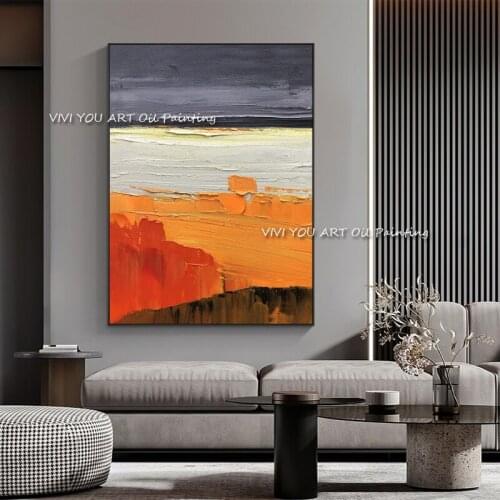 The Top Sales Sunrise Sea View Oil Paintings On Canvas Wall Art Pictures Shadow Nordic New Orange Drawing For Home Decoration