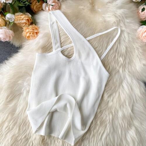 Sexy Cross Camis Slim Female Camisole Summer Hollow Out Streetwear Sleeveless Crop Top Solid Color Cotton Basic Women Camisole