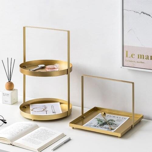 Metal Makeup Organizer Bathroom Shelf Desktop Cosmetics Storage Box Dressing Table Organizer Box Kitchen Finishing Rack ZM225
