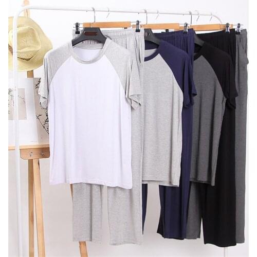 Modal Herrenpyjama Home Service Kurzarm Sommer und Herbst Nähte dünne Halbarmhosen können locker getragen werden Zweiteiliger An