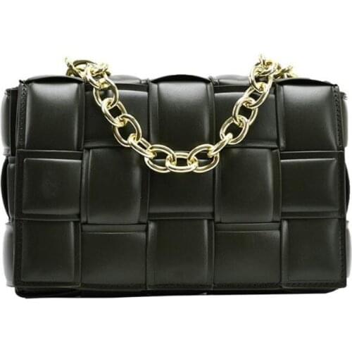 Fashion Ladies Shoulder Bags Simple Chain Small Square Bag Woven Portable Female Bag 2021 Summer New Womens Bags Sac Purse