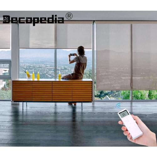 Motorized Roller Blinds 60% Blackout Automatic Electric Roller Blinds with Remote Control Fireproof Shades for Windows Office