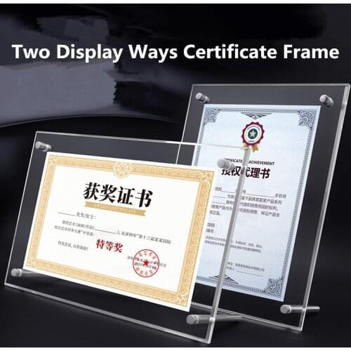A5 Desktop Slant Back Clear Plexiglass Acrylic Sign Holder Picture Photo Certificate Frames Flyer Document Paper Display Stand