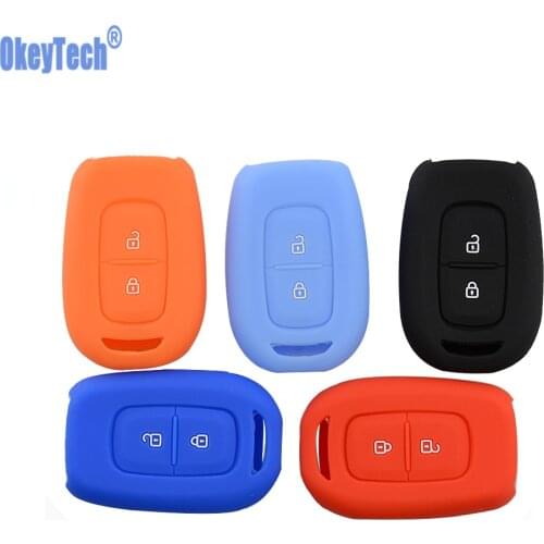 OkeyTech 2 Buttons Soft Silicone Rubber Car Key Cover For Renault Duster Dacia Scenic Master Megane 2016 2017 Car Key Case Fob