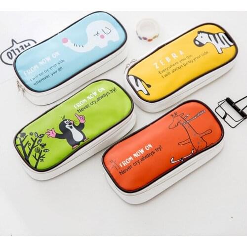 1 pcs Kawaii lovely pu leather creative large capacity pencil bag Cosmetic Bags escolar office stationery box