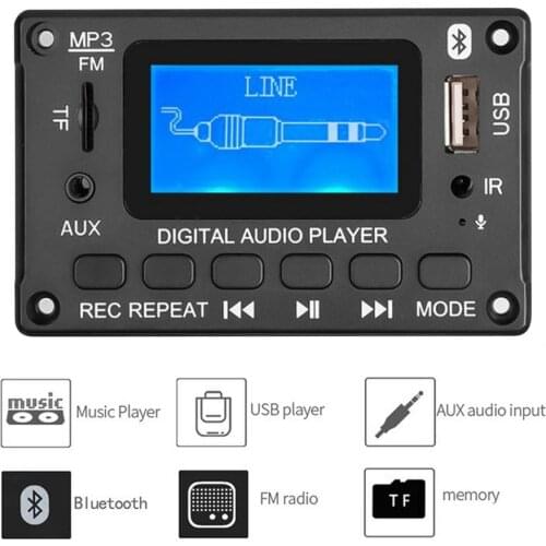 Mp3 Player Decoding Board LCD Display Bluetooth USB SD BT FM Line In Music MP3 Player Module DOTS Digital Audio Player Decoding