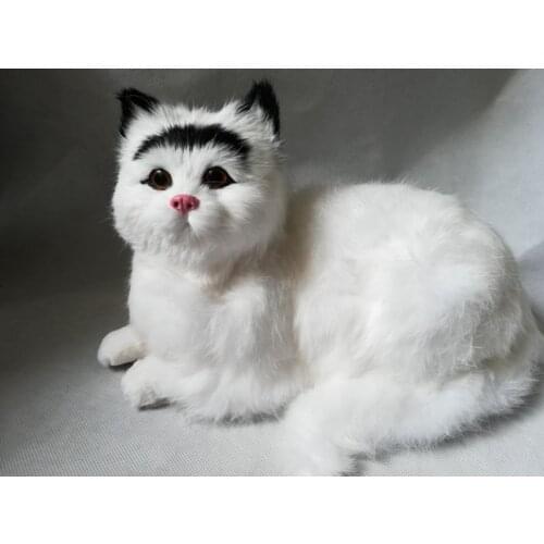Lifelike white cat 30x16cm hard model polyethylene&furs cat with black head, handicraft home decoration Xmas gift b2888