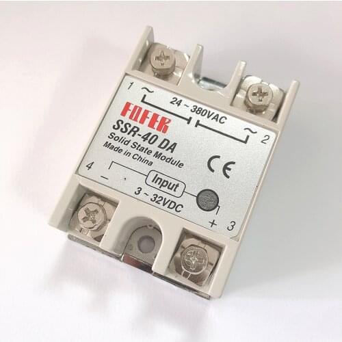 High Quality Solid State Module Relay SSR 10/25/40DA Sigle Phase 3-32V 12V DC To 24-380V 220V AC For Temperature Controller