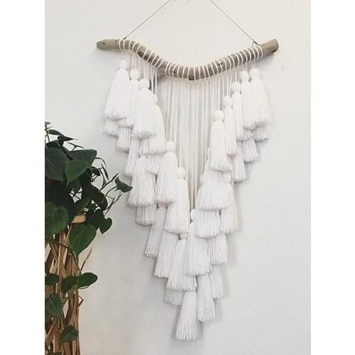 Nordic Boho Macrame Tapestry Wall Hanging Home Background Wedding Decoration Hand Made Cotton Line Solid Ornaments