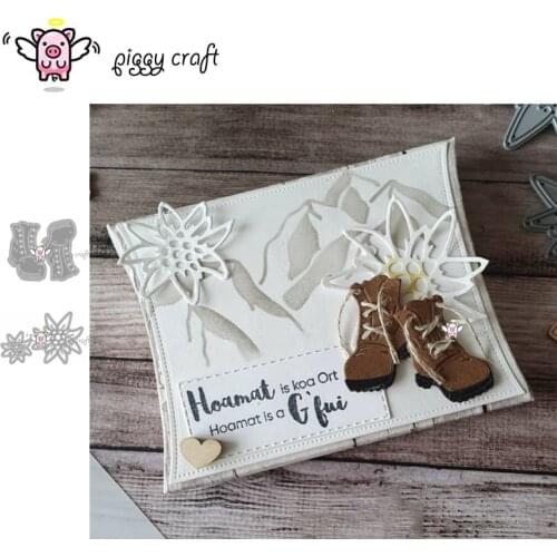 Piggy Craft metal cutting dies cut die mold Riding boots flowers Scrapbook paper craft knife mould blade punch stencils dies