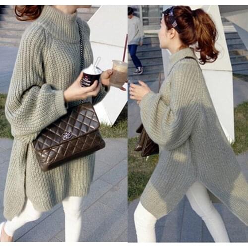 Sweaters For Women Pullover 2021 Turtleneck New Languid Loose Knit Long Hair With Long Sleeves Winter Clothes Women LXJ2001
