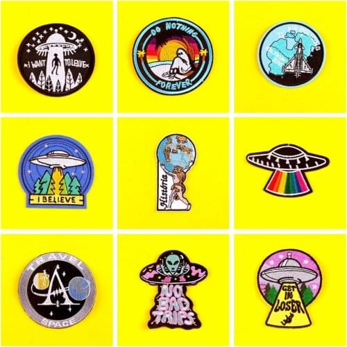 DIY Punk Alien Embroidered Patches For Clothing Iron On Patch On Clothes Stripes Patches Clothing Stickers Stripe On Clothes