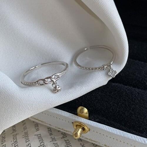 YC3539R S925 Sterling Silver Fashion Temperament Zircon Flower Adjustable Ring Party Girlfriend Gifts Woman Jewelry Ring 2021