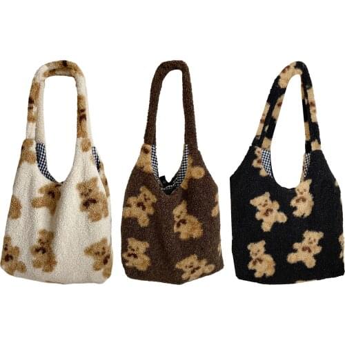 Womens Fashion Large Size Lamb Like Shoulder Bag Hobo Crossbody Handbag Casual Canvas Tote