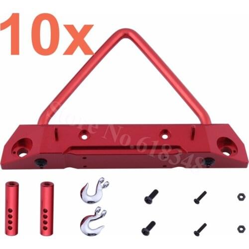10 Sets Aluminum Front Bumper with Metal Tow Hook for 1/10 RC Traxxas TRX-4 Rock Crawler 8235 Hop Up Parts
