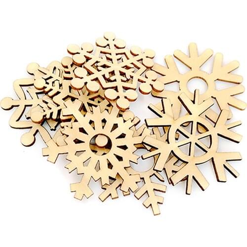 Hot 10 Pcs Assorted Wooden Snowflake Xmas Wedding Tree Hanging Ornament Decoration
