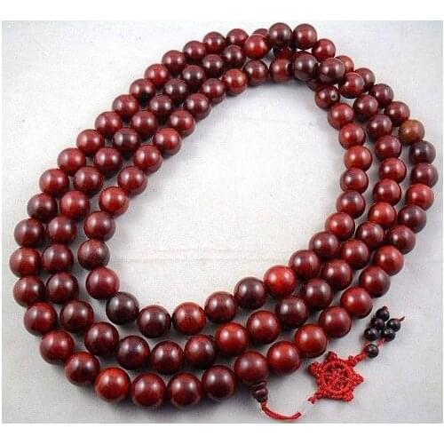 15mm Big Tibetan Buddhism 108 red sandalwood Prayer Bead Mala Necklace