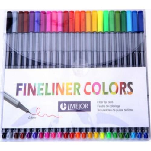 24Colors 0.4mm Fine Tip Fineliner Pens Superfine Bright Colors Marker Pen Water Based Assorted Ink Arts Drawing Writing Fiber