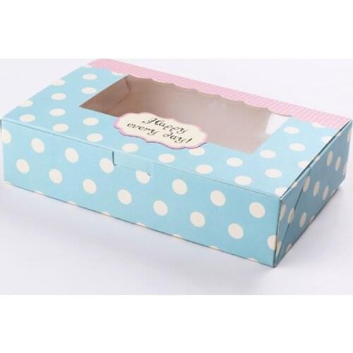 30pcs 21.5*13.5*5cm Vintage Packaging White cardboard Paper Wave window Box For Candy\Cake\Dessert \party Packing boxes