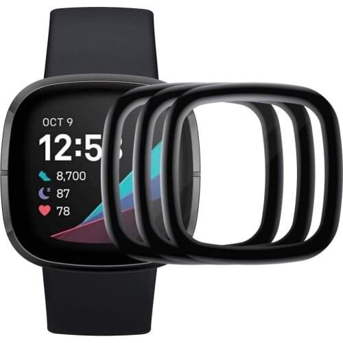 3pcs 3D Curved Full Coverage Screen Protector for Fitbit Sense/Fitbit Versa 3 2020 Flexible HD Bubble-free Protective Film Guard