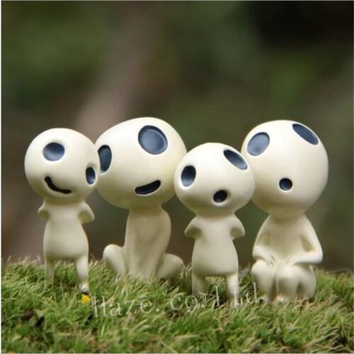 4pcs/Set Studio Ghibli Princess Mononoke Forest Spirit Elf Kodama Figure Model Toy