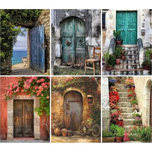 5D Diamond Painting Door Flower Set Landscape Cross Stitch Kit Full Drill Square Embroidery Mosaic Picture Of Rhinestones Decor