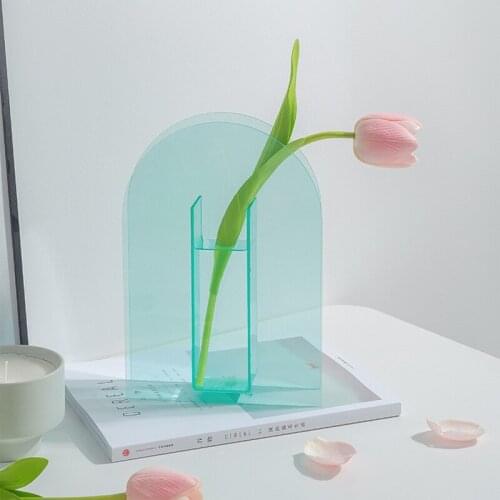 Acrylic Flower Vase Colorful Modern Contemporary Design Floral Container Decoration for Home Office B1