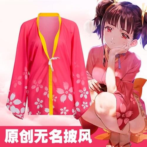Anime Cosplay Kabaneri of the Iron Fortress Mumei Cape Cloak Fuchsia Kimono Cloak For Halloween Christmas